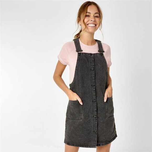 Jack Wills Black Denim Pinafore Dress - Picture 1 of 8